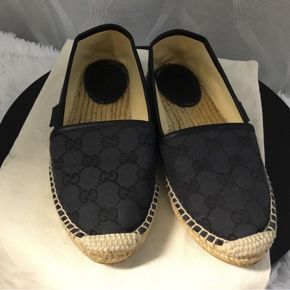 Gucci Black GG Canvas Espadrilles